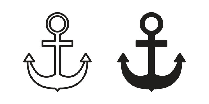 Anchor icon. Black and White Vector Illustrations. line icon vector pictogram