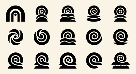 Collection of Minimalist Snail Shell Logos and Icons. © Wita