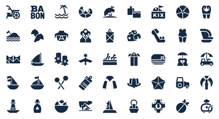 Collection of various summer and travel themed icons in a grid layout. © Wita