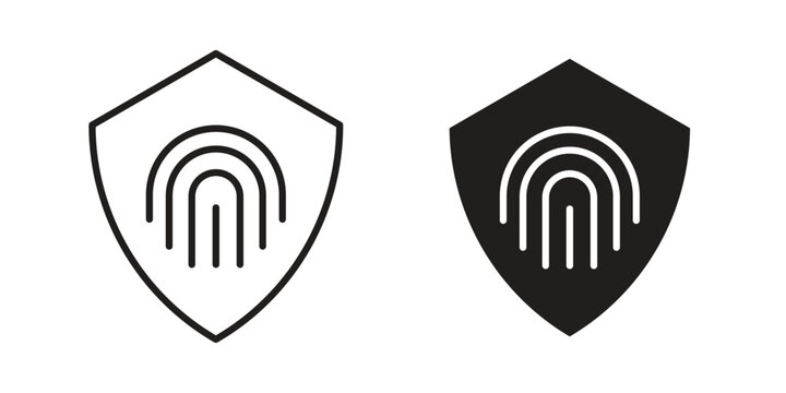 Biometric security icon. Black and White Vector Illustrations. line icon vector pictogram