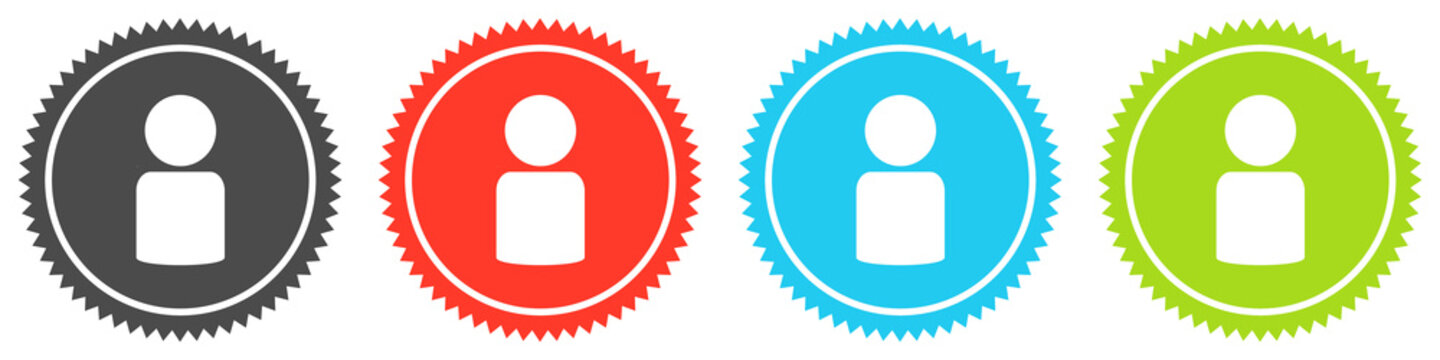 Icons auf 4 Buttons mit Zacken zeigen Profil oder Account