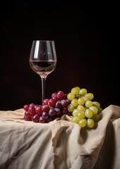 Naklejka premium Grapes and wine glasses vineyard drink food.