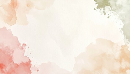 Obraz premium Light watercolor edge effect on fine paper texture creating a soft minimal artistic background.