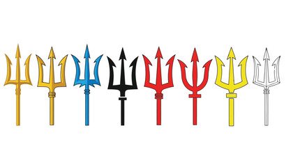 Fototapeta premium Assorted Trident Symbols in Different Colors weapon