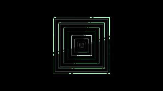 Futuristic Square Tunnel Loop Abstract Digital Technology Frame Animation 4k video 