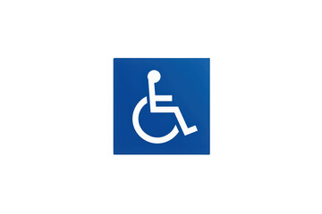 International symbol of access icon on a blue square, representing accessibility for people with disabilities on a transparent background