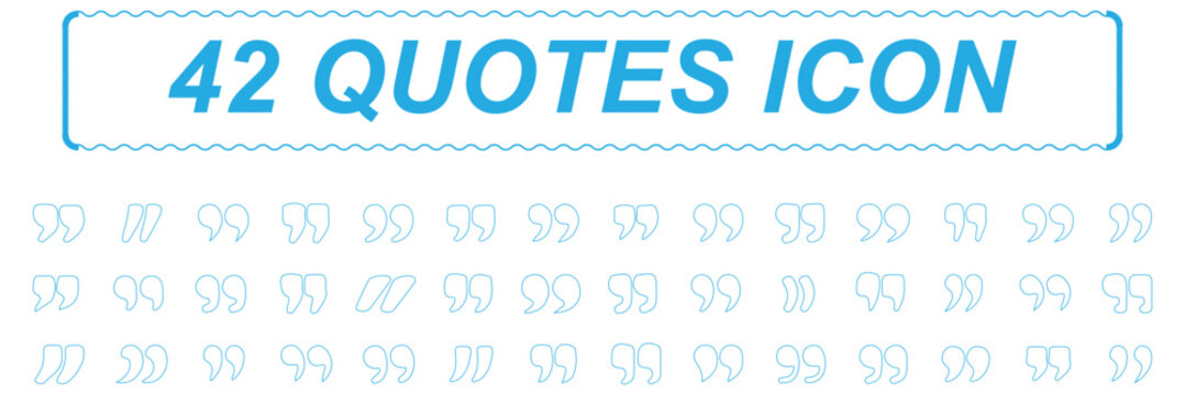 Set of quote mark, quotes icon, sign, symbol, emblem. Ditto marks icon set. Quotation marks. Dialogue discussion symbol for UI UX, website, mobile app