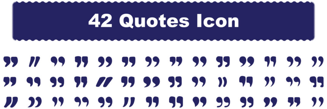 Set of quote mark, quotes icon, sign, symbol, emblem. Ditto marks icon set. Quotation marks. Dialogue discussion symbol for UI UX, website, mobile app