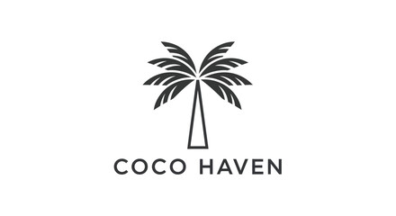 Obraz premium Minimalist Coco Haven Palm Tree Logo Design on White Background.