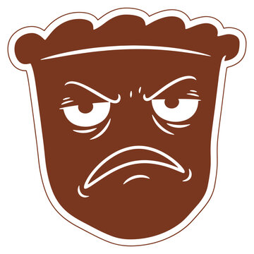 Angry cartoon bear face illustration expressive brown bear with furrowed brow