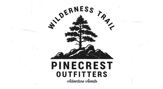 Pinecrest Outfitters Wilderness Trail Vintage Logo Design.