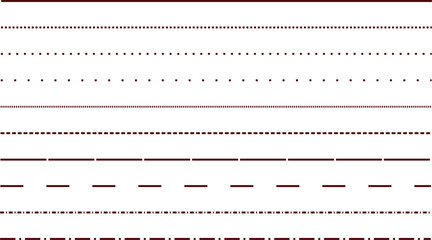 Selection of horizontal dark brown line styles on white background © Photography Mahi