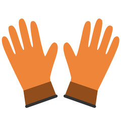 Obraz premium Orange gardening gloves ideal for hand protection, garden work, outdoor tasks, safety equipment, and colorful protective wear with flat design style.