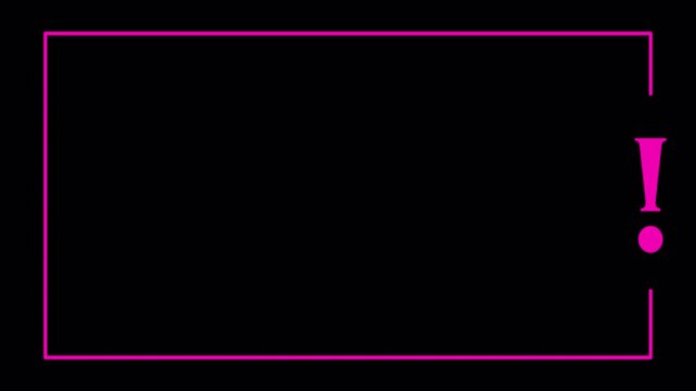 exclamation mark and rectangle border in transparent background in 4K animation warning alert with alpha channel 