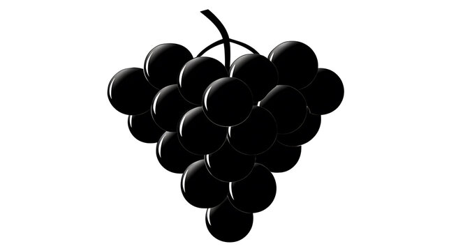 A cluster of black grapes against a plain backdrop, with each grape exhibiting a glossy appearance