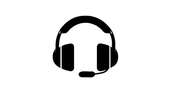 A minimalist monochrome image of a headset, perfect for illustrating communication or customer service