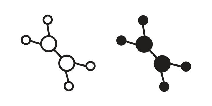 Ethylene molecule icon. Black and White Vector Illustrations. line icon vector pictogram