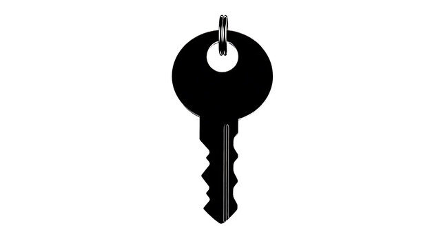 A single black key hanging from a ring