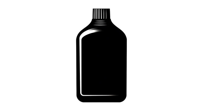 A sleek, minimalist illustration of a black bottle, likely containing liquid medicine or a similar substance. The bottle has a simple, rounded design, exuding a sense of modernism and utility.