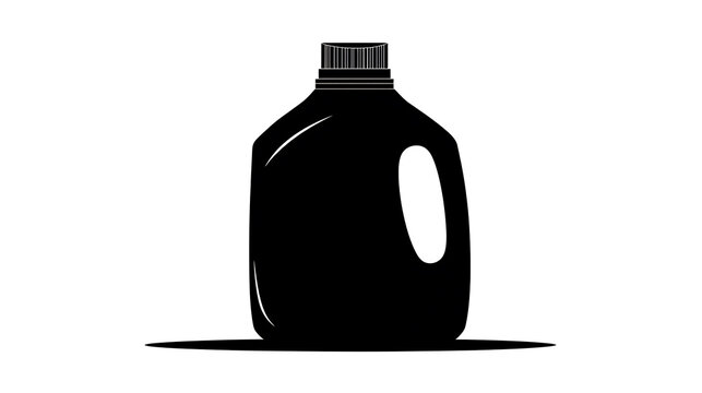 An isolated container of liquid. The bottle has a sleek design with a black exterior and a secure cap. The shape is ergonomic, including a handle for easy manipulation.