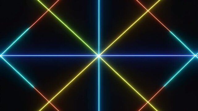 Abstract neon laser light intersection glow effect futuristic sci fi background dynamic energy beam display vibrant