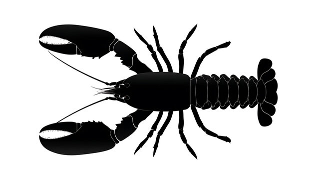 A detailed outline of a lobster in black color