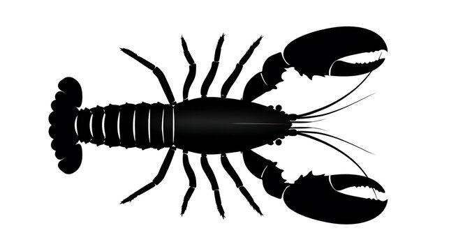 A stark, minimalist image of a black lobster silhouette, isolated. This striking visual emphasizes the creature's form