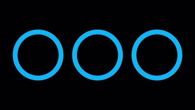 Animation of a blue circle chain timeline on transparent background suitable for presentations