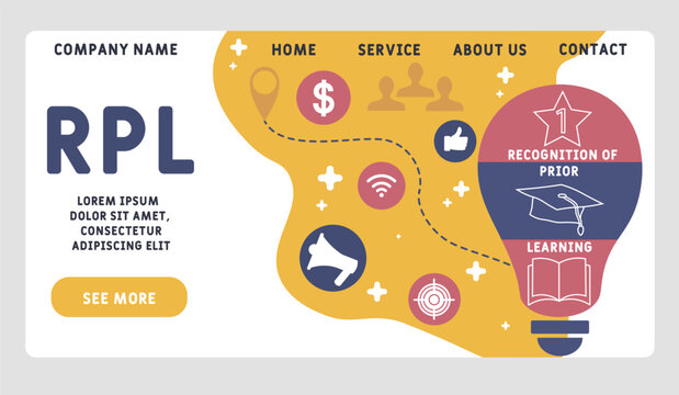 RPL - Recognition of prior learning acronym. business concept background. vector illustration concept with keywords and icons. lettering illustration with icons for web banner, flyer, landing	