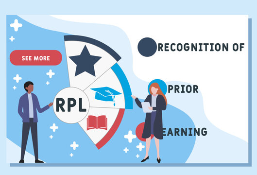 RPL - Recognition of prior learning acronym. business concept background. vector illustration concept with keywords and icons. lettering illustration with icons for web banner, flyer, landing	