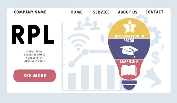 RPL - Recognition of prior learning acronym. business concept background. vector illustration concept with keywords and icons. lettering illustration with icons for web banner, flyer, landing	