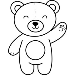 Cute Cartoon Teddy Bear Waving Hello Vector Illustration Isolated On White Background