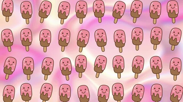Ice Cream animation with Waves pattern background. Ice Cream Moving Background Pattern. Dynamic Animated Ice cream Pattern.