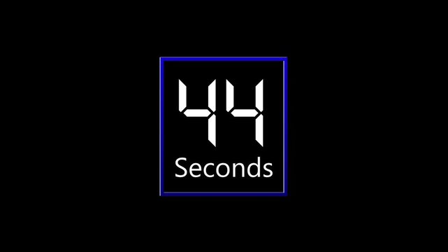50 seconds coutndown digital number animation 