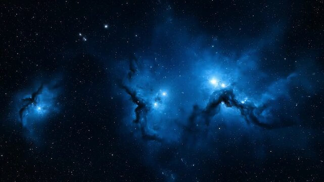 Deep space nebula with glowing stars and cosmic clouds in vibrant blue hues science fiction backgrounds and celestial