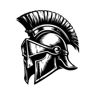 Logo casco legionario romano. Icono con casco romano con penacho