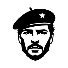 Logo guerrillero. Icono con cara de hombre con barba y boina con estrella  © teracreonte