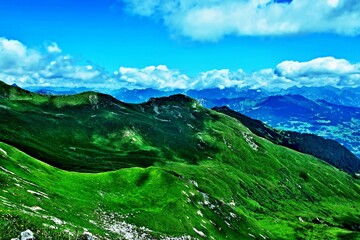 Fototapeta premium Austrian Alps - view from the path to the peak Geissspitz