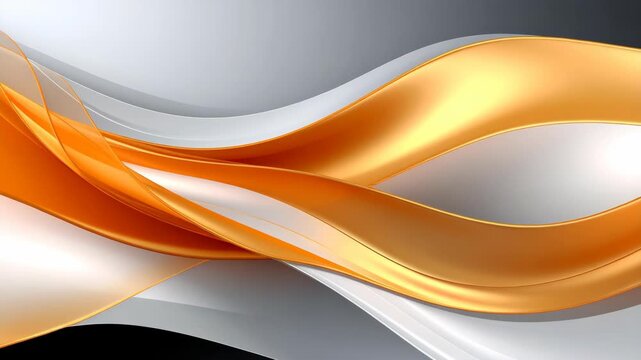 Abstract flowing gold and silver ribbons, dynamic smooth curves and elegant waves
