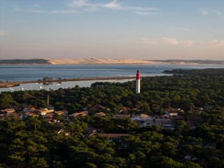 Péninsule du Cap-Ferret, Bassin d'Arcachon, France, Gironde, Nouvelle-Aquitaine, phare du Cap-Ferret et Dune du Pilat © Bob