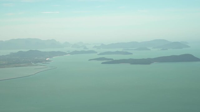 Aerial View of Langkawi Islands from Sky Bridge Scenic Blue Seascape Malaysia