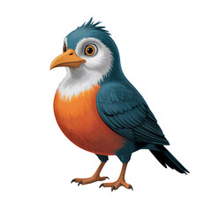 Fototapeta premium Cute Colorful Cartoon Bird Character Standing Isolated on Transparent Background PNG