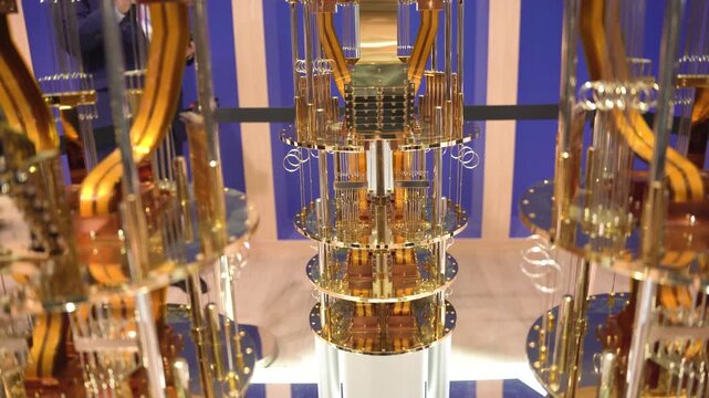 close up of quantum computer system, new advanced and innovative computing technology for data processing