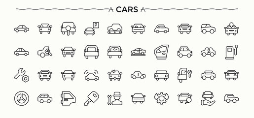 Cars icon set. Minimal icons set. Contains such icons as automobile, car, transport, vehicle, hybrid. Editable vector illustration. Hybrid Car modern icon set.