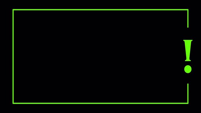 exclamation mark and rectangle border in transparent background in 4K animation warning alert with alpha channel 