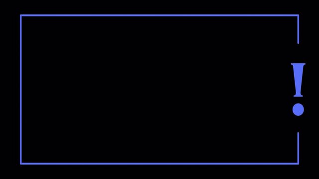 exclamation mark and rectangle border in transparent background in 4K animation warning alert with alpha channel 