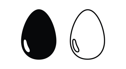 Fototapeta premium A black filled egg and a white outlined egg side by side