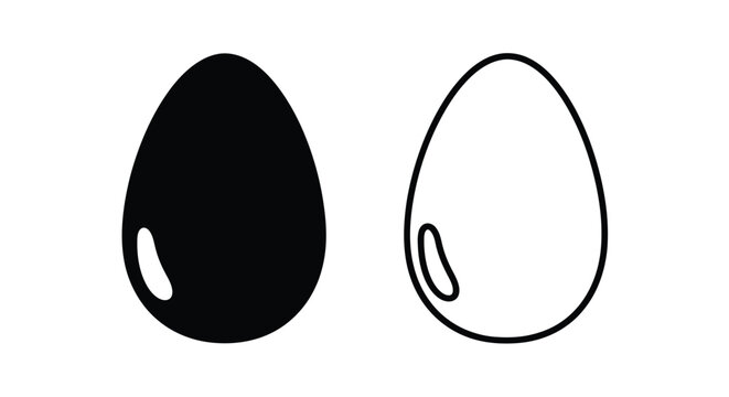 A black filled egg and a white outlined egg side by side