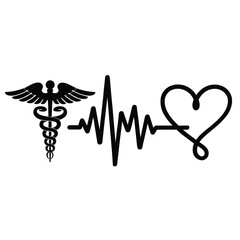 Obraz premium Medical symbol combining a caduceus heart and electrocardiogram line