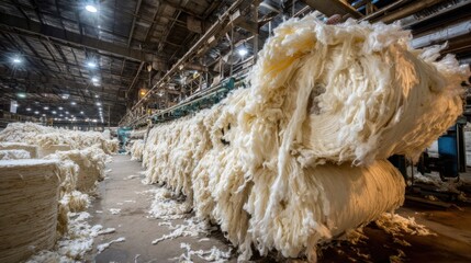 Massive Cotton Fiber Processing Machine in a Large Scale Textile Manufacturing Facility
